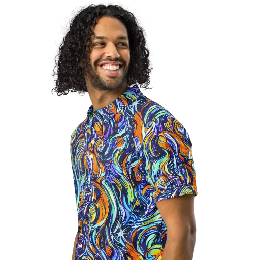 Sonic Marble on a Men's Slim Fit Polo Shirt