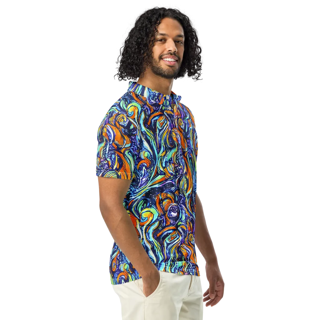 Sonic Marble on Men's Slim Fit Polo Shirt — Right Front