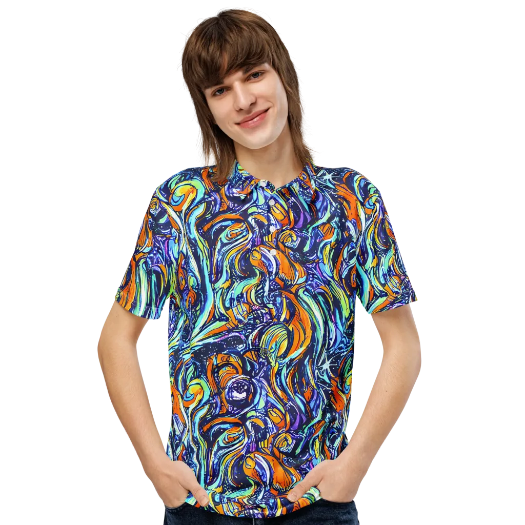 Sonic Marble on Men's Slim Fit Polo Shirt — Front