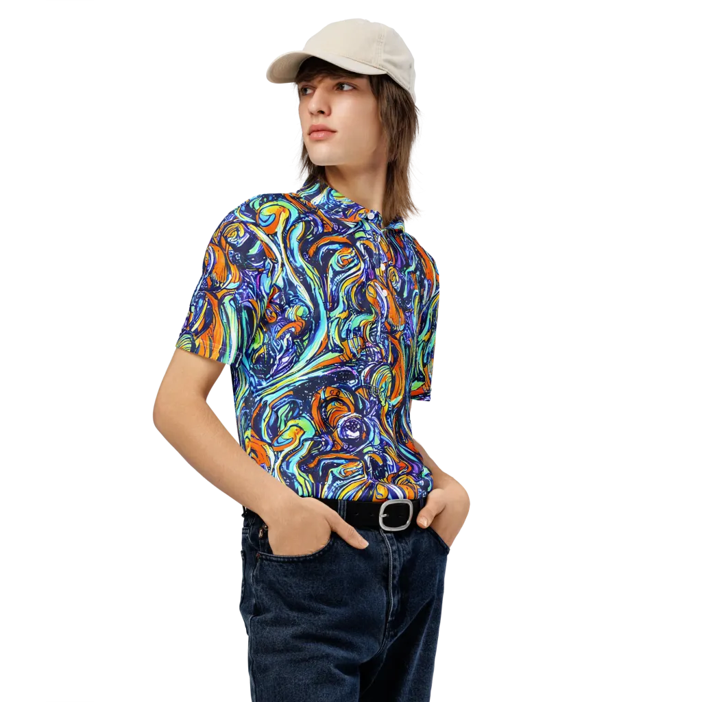 Sonic Marble on Men's Slim Fit Polo Shirt — Right Front