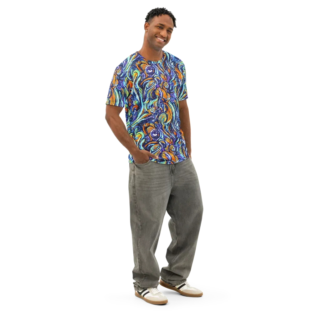Sonic Marble on Men's Cotton Crew Neck T-Shirt — Right Front