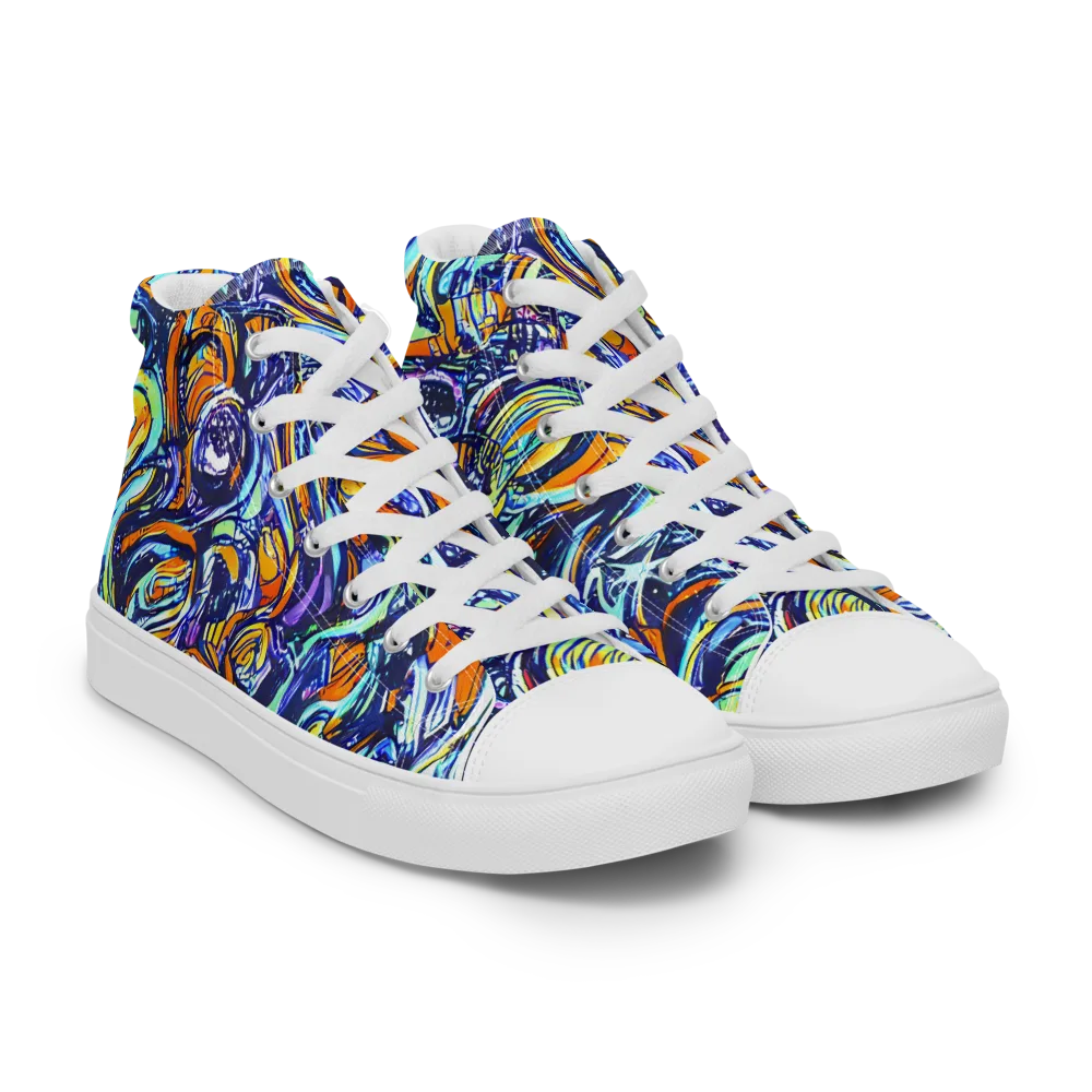 Sonic Marble on Men's High Top Canvas Shoes — Right Front