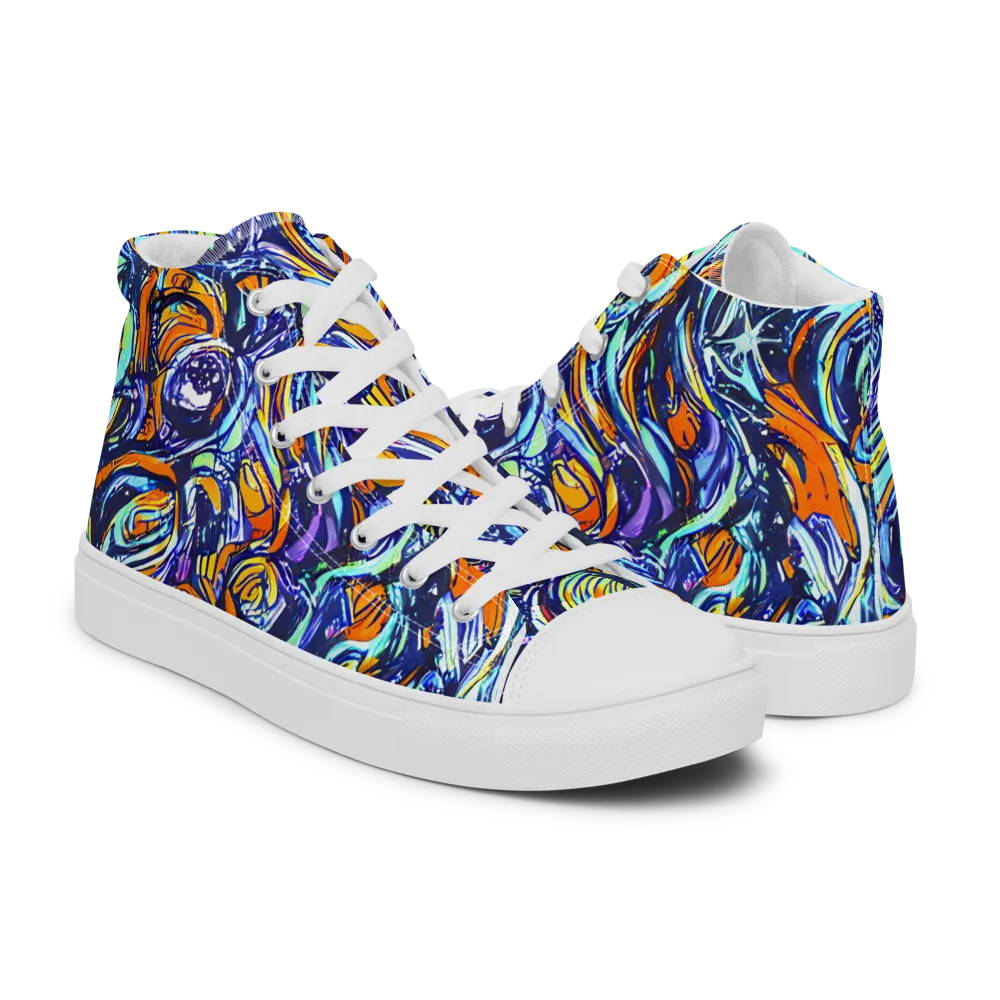 Sonic Marble on Men's High Top Canvas Shoes — Right