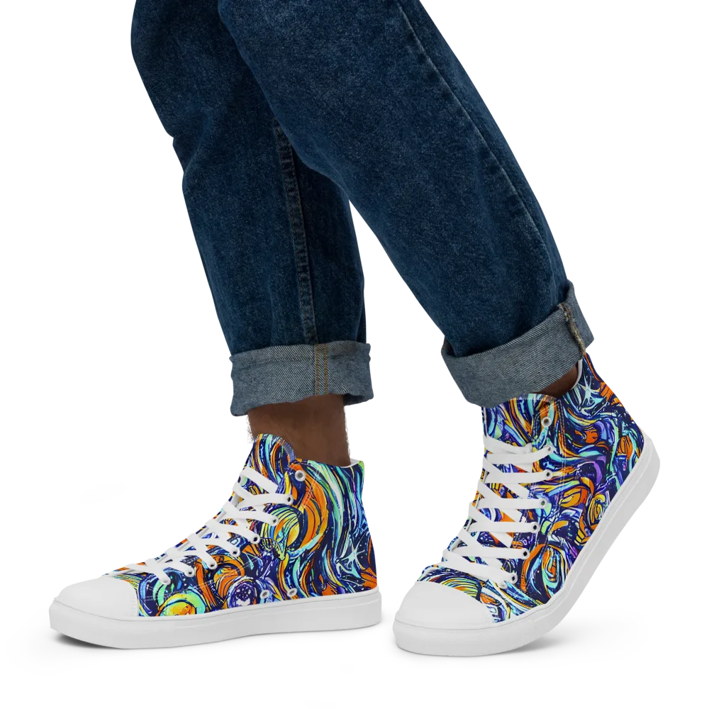 Sonic Marble on Men's High Top Canvas Shoes — Left