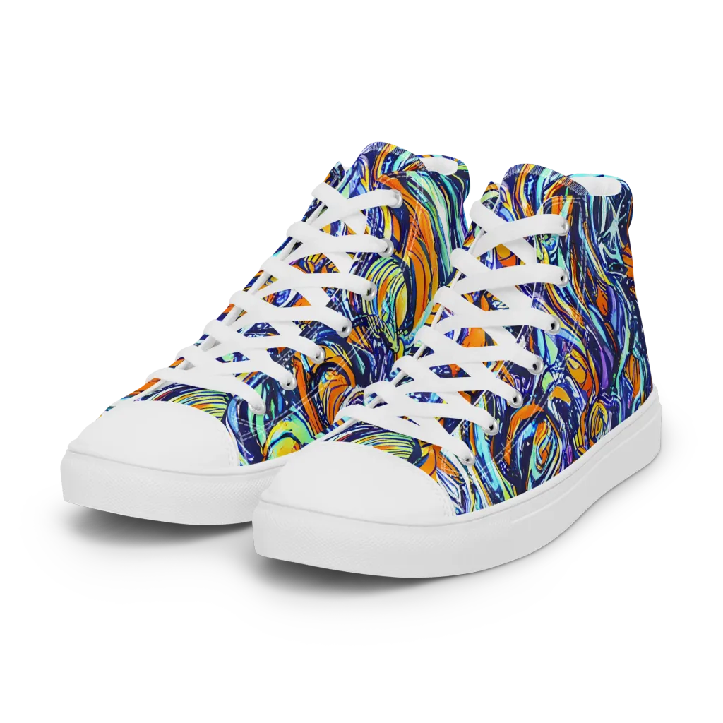 Sonic Marble on Women's High Top Canvas Shoes — Left Front