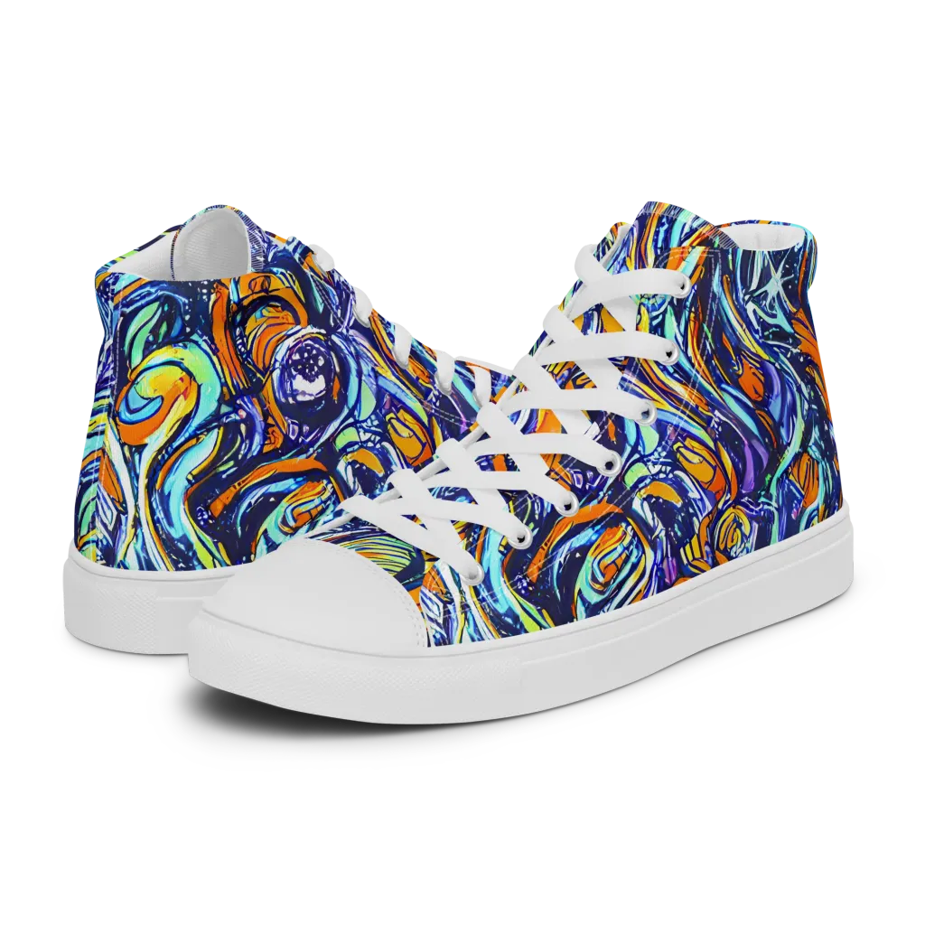 Sonic Marble on Women's High Top Canvas Shoes — Left