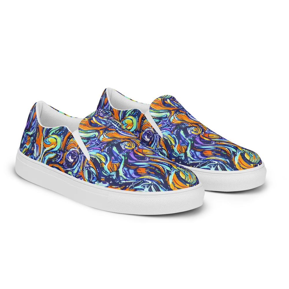 Sonic Marble on Men's Slip-On Canvas Shoes — Right Front