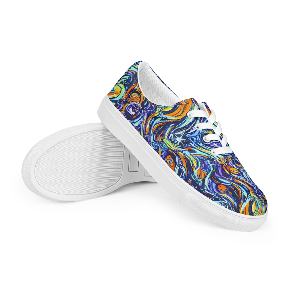 Sonic Marble on Men's Lace-Up Canvas Shoes — Right Front