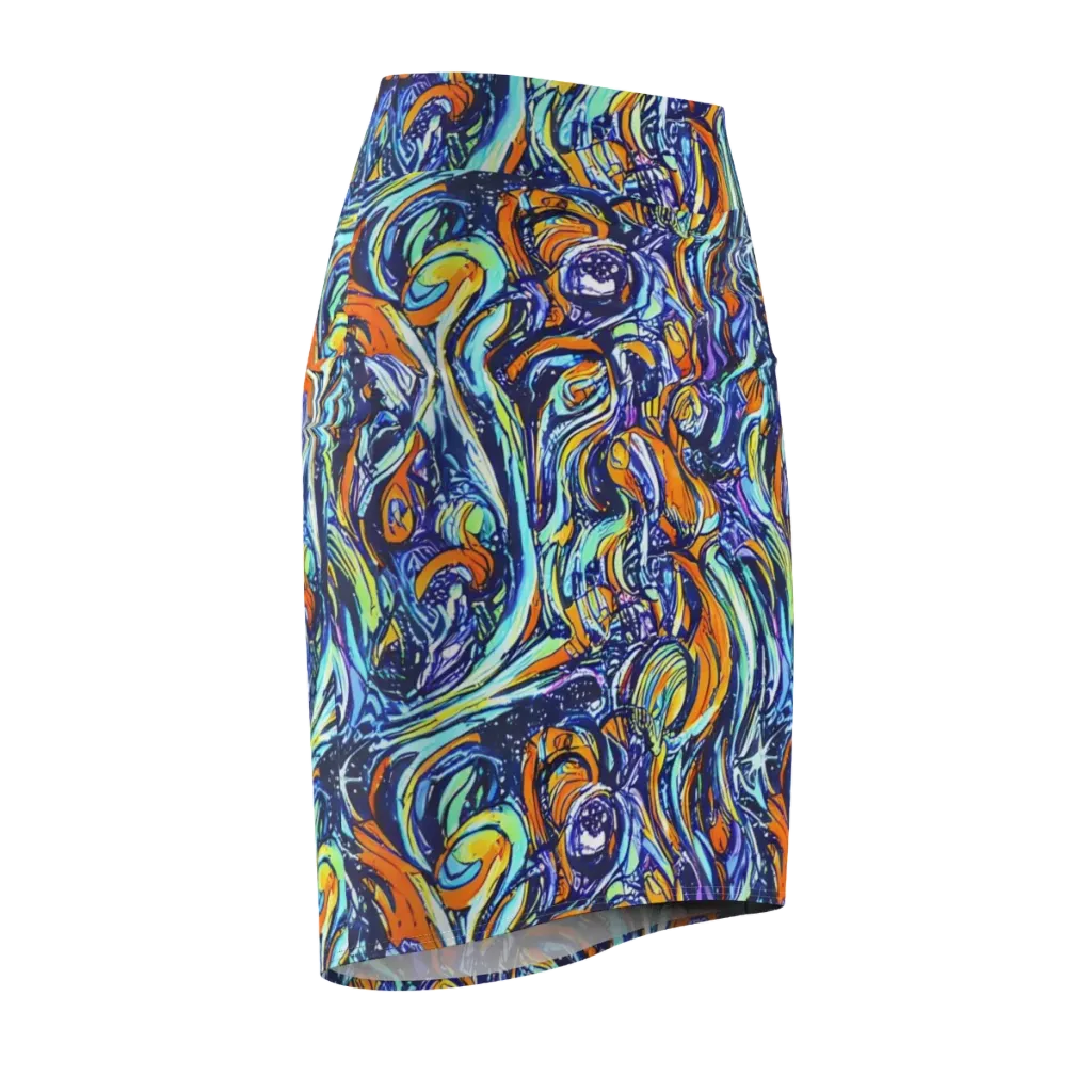 Sonic Marble on Pencil Skirt — Front Side
