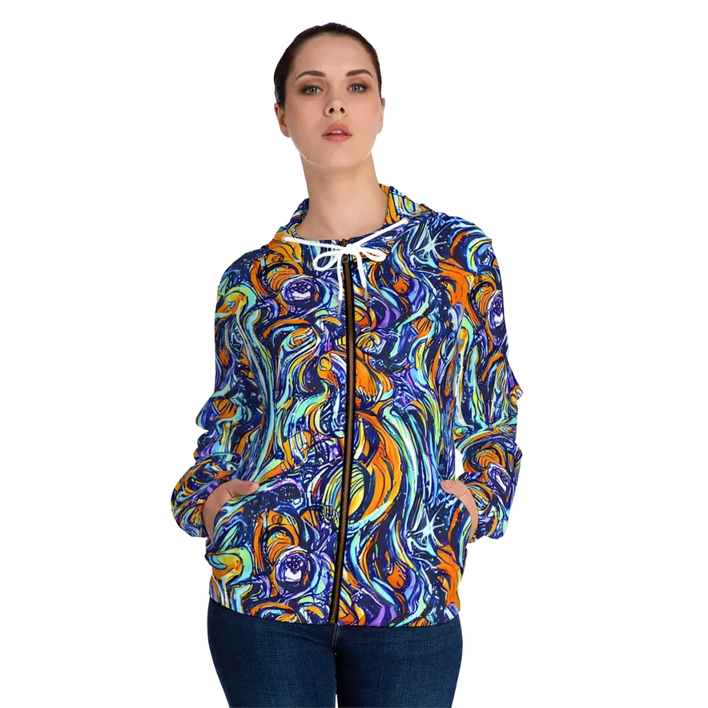 Sonic Marble on Women's Full-Zip Hoodie — Front On Person