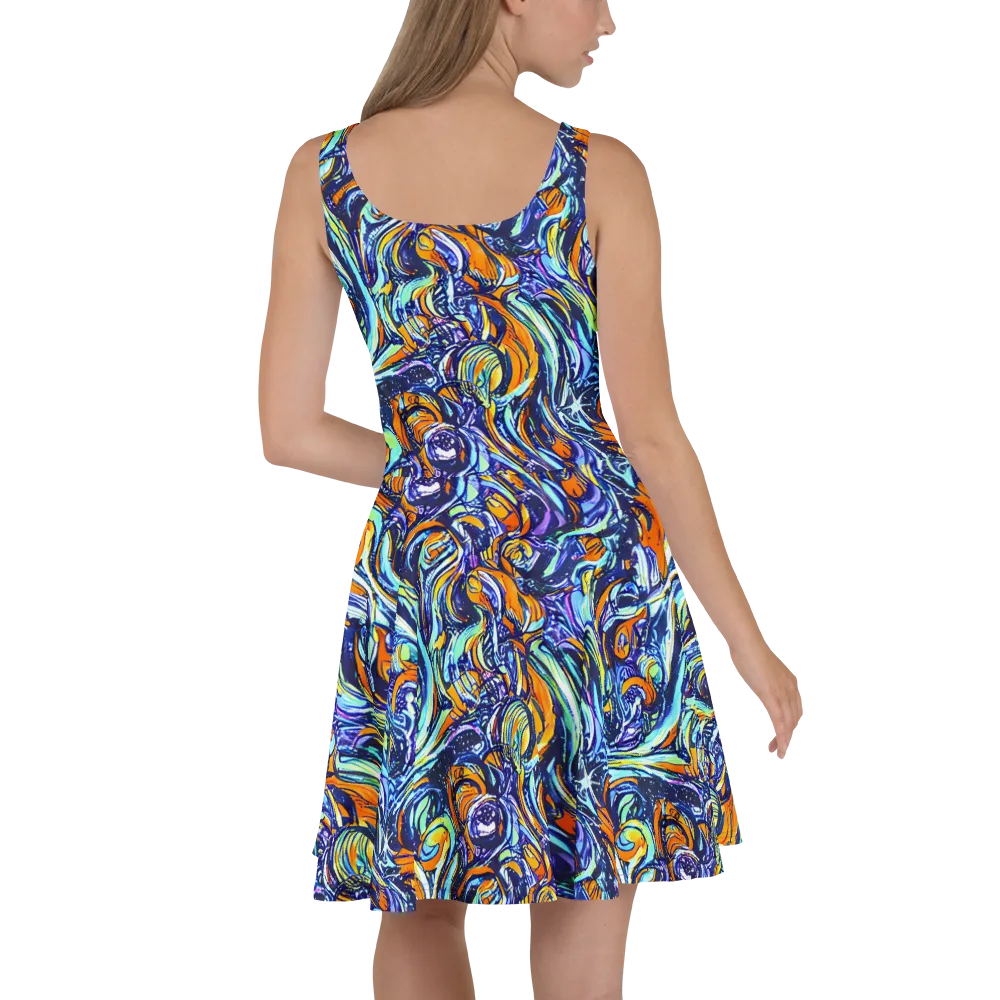 Sonic Marble on Skater Dress — Back