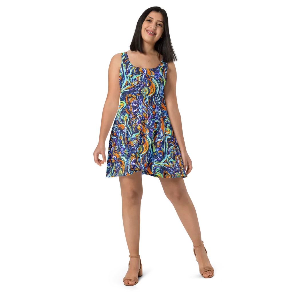 Sonic Marble on Skater Dress — Front