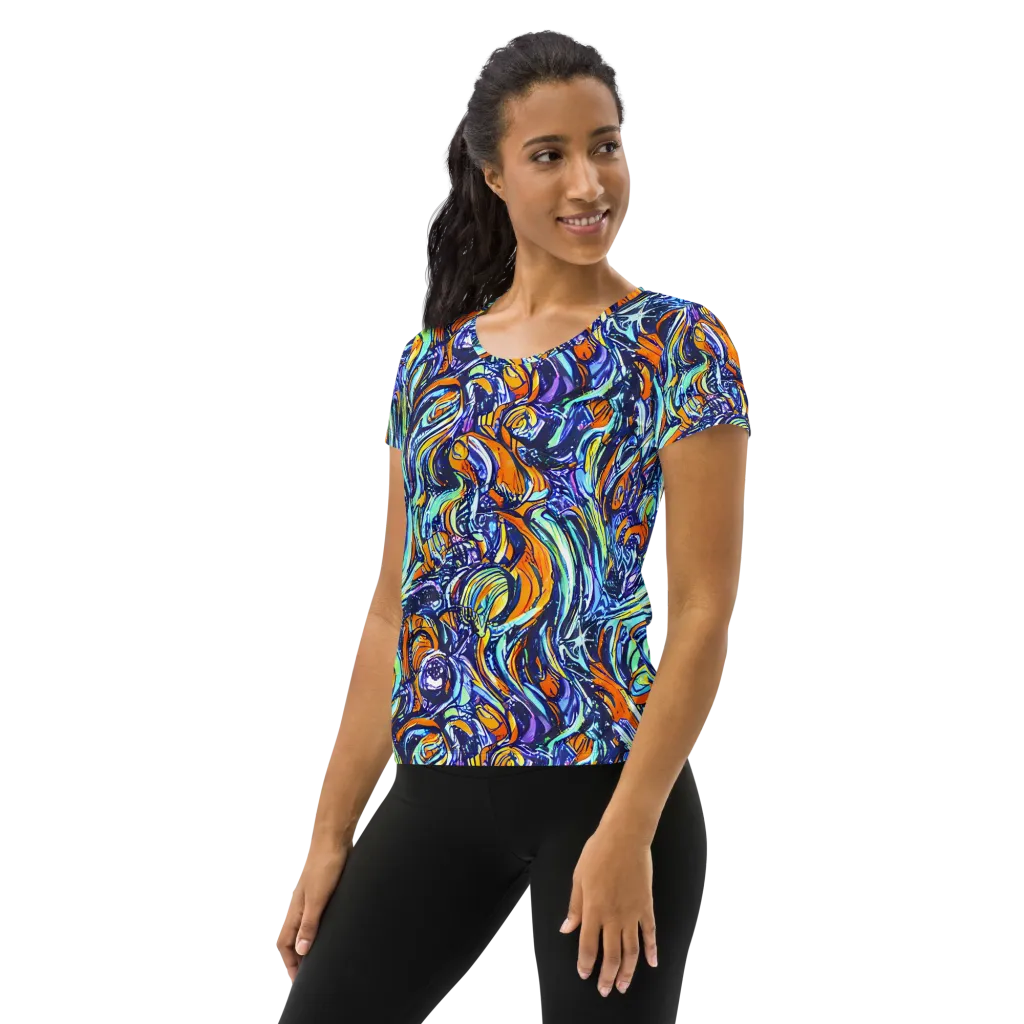 Sonic Marble on Women's Athletic T-Shirt — Left