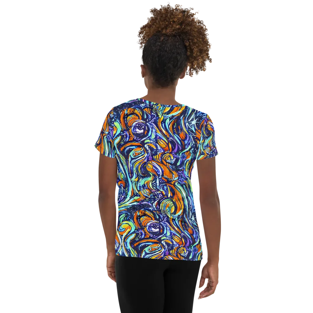 Sonic Marble on Women's Athletic T-Shirt — Back