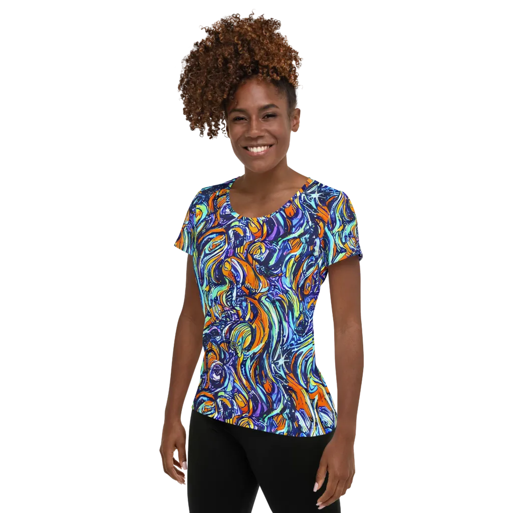 Sonic Marble on Women's Athletic T-Shirt — Left