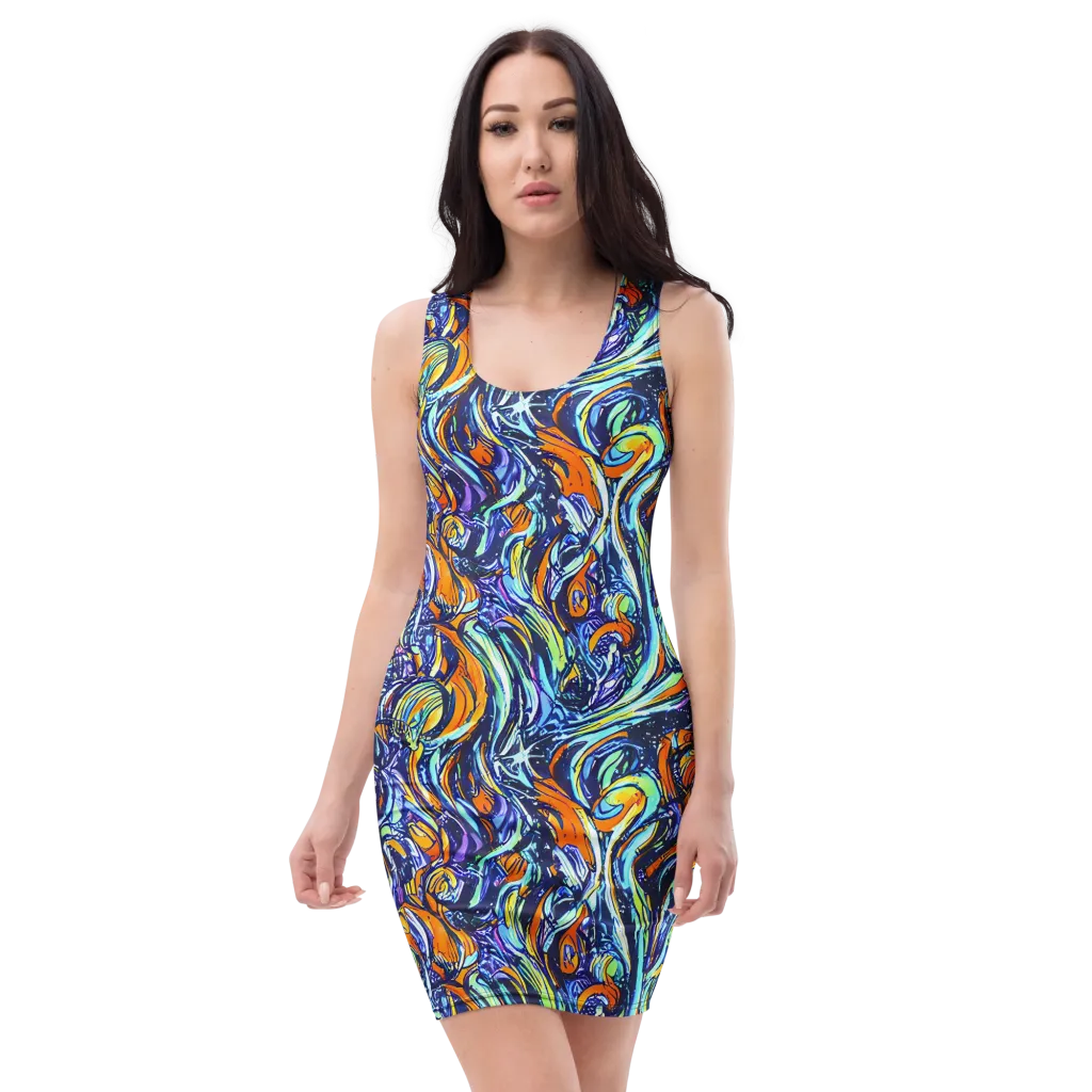 Sonic Marble on Bodycon Dress — Front