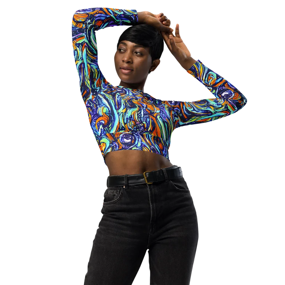 Sonic Marble on Long Sleeve Crop Top — Front