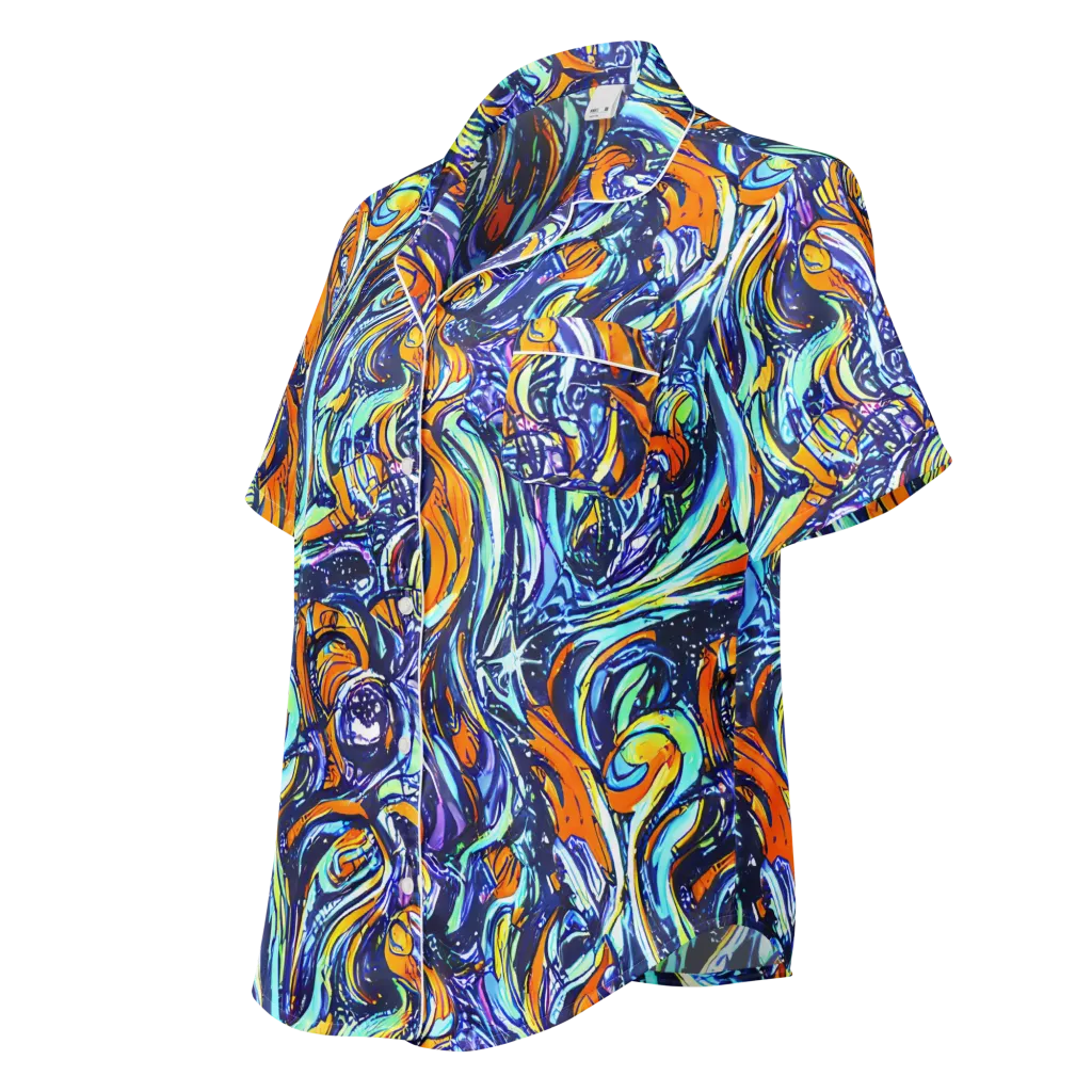 Sonic Marble on Women's Short Sleeve Pajama Top — Left Front