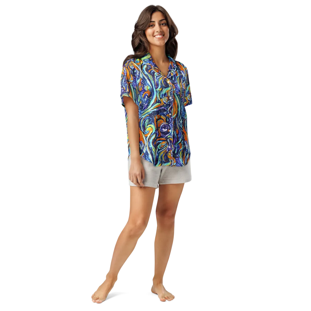Sonic Marble on Women's Short Sleeve Pajama Top — Front