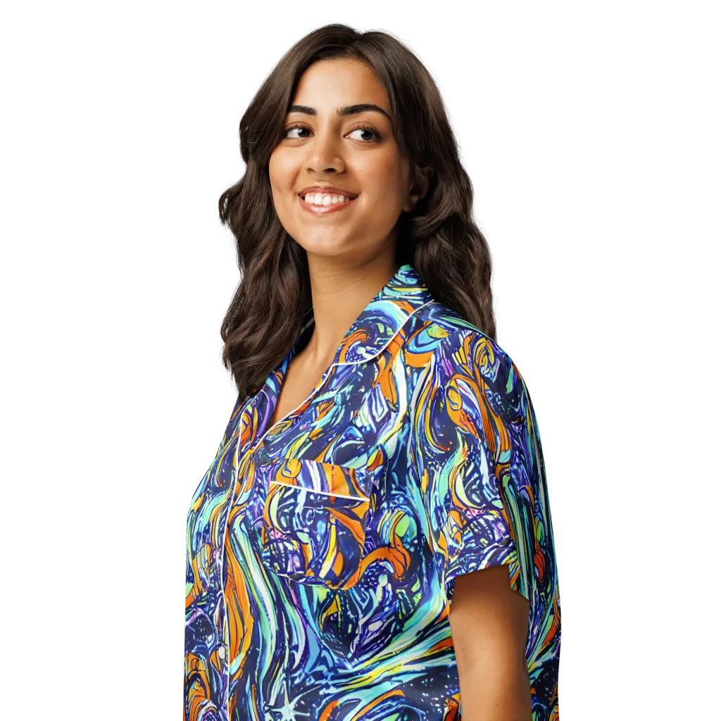 Sonic Marble on Women's Short Sleeve Pajama Top — Left Front