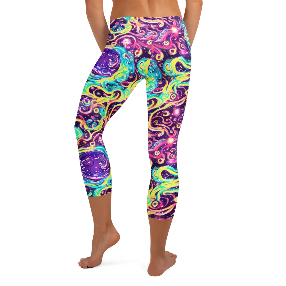 Candy Nebula on Capri Leggings — Back