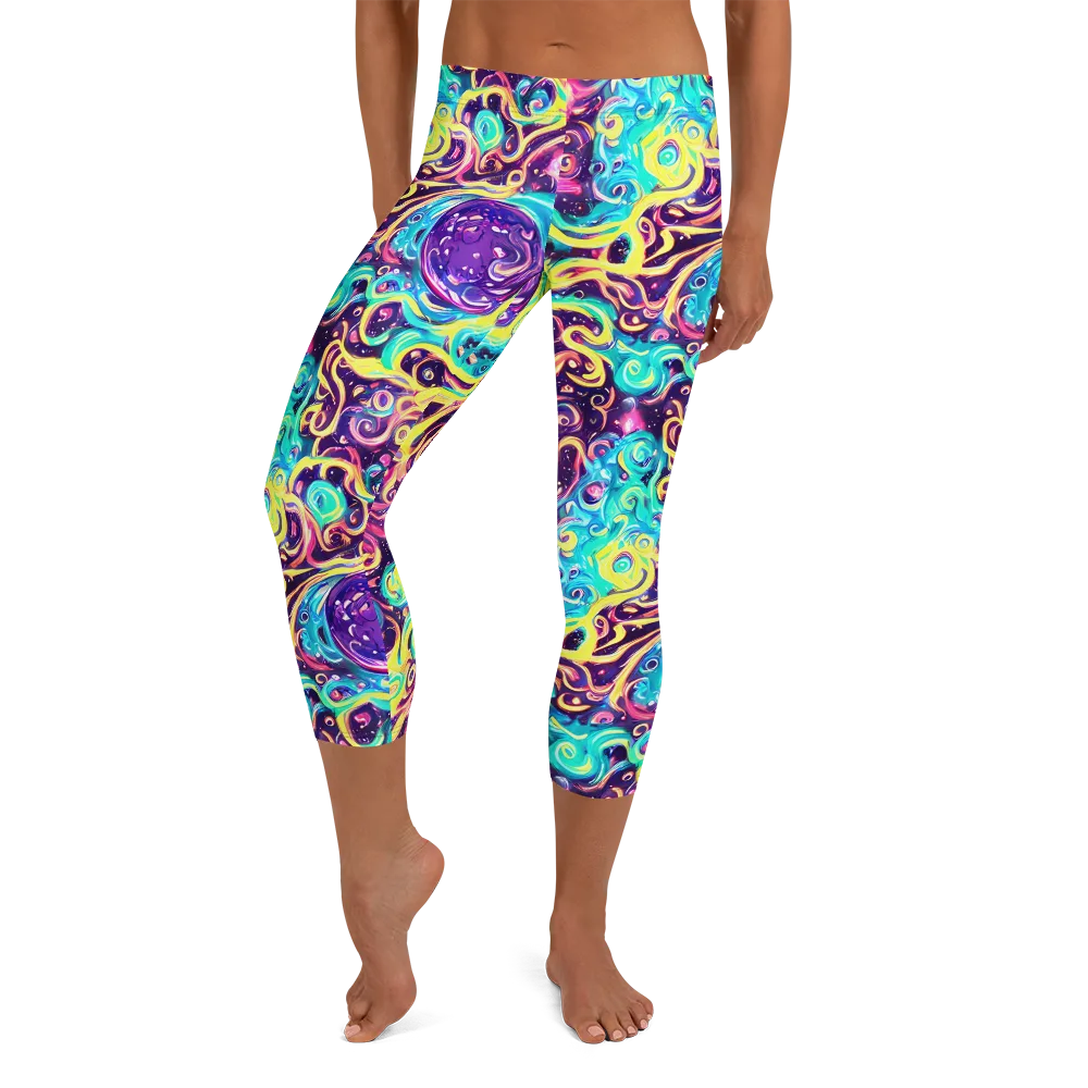Candy Nebula on Capri Leggings — Front