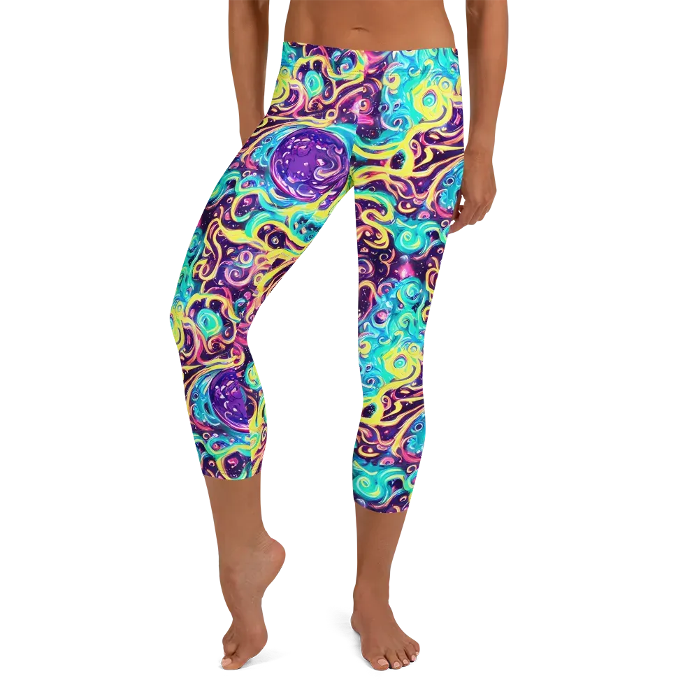 Candy Nebula on Capri Leggings — Front