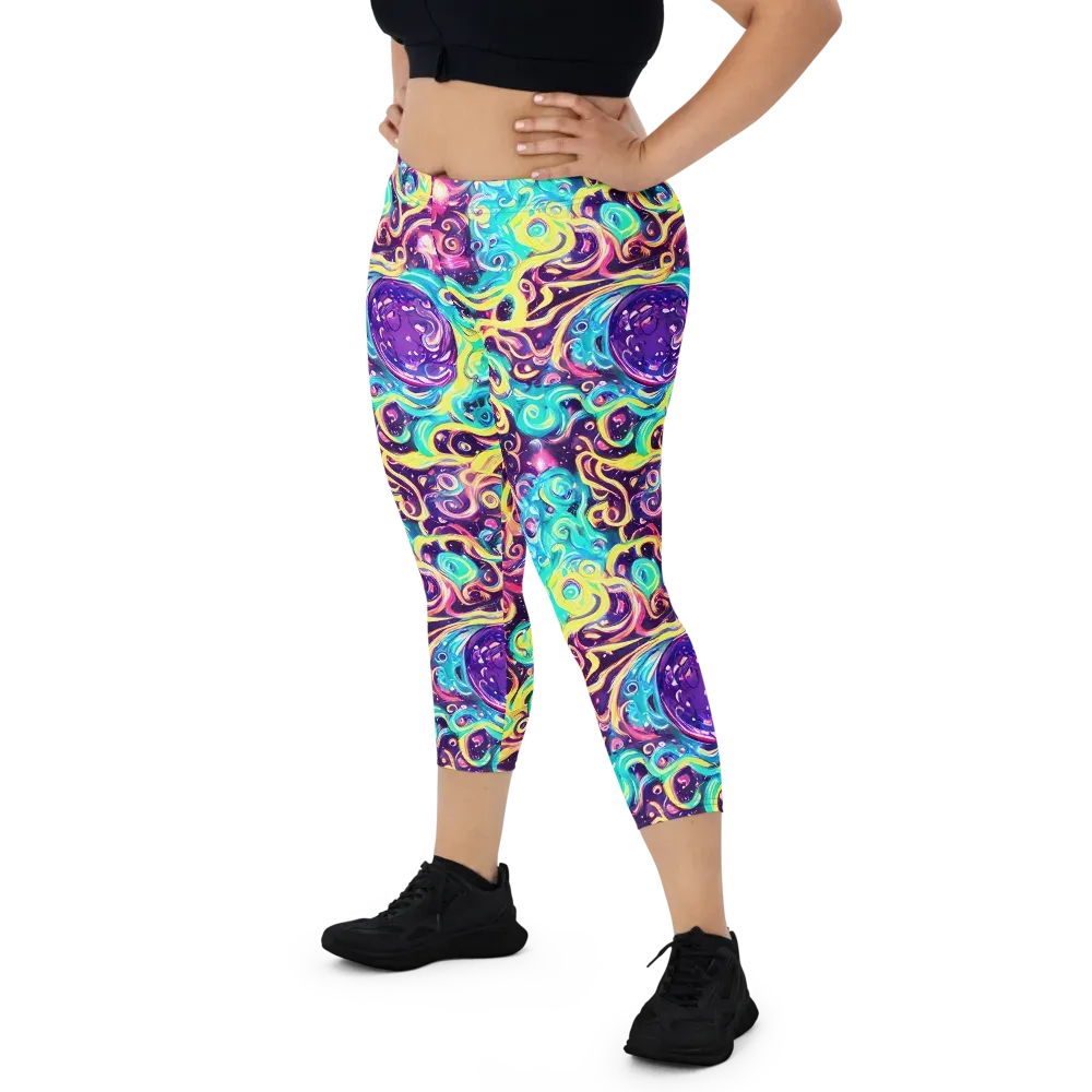 Candy Nebula on Capri Leggings — Front