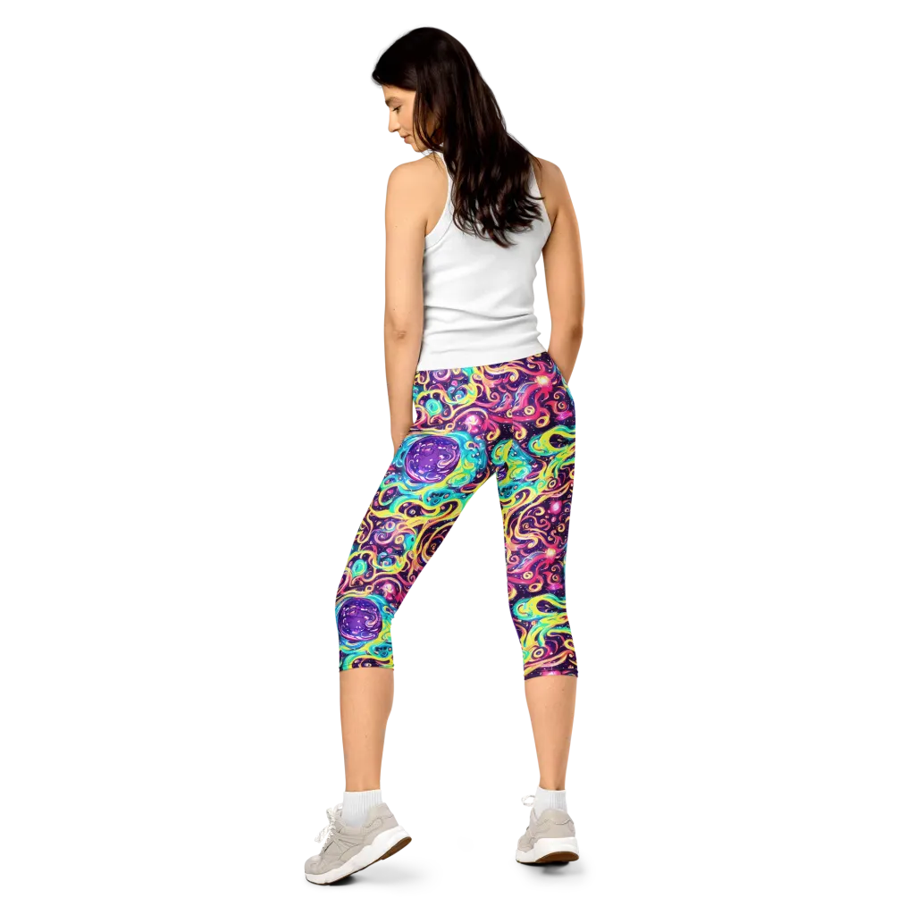 Candy Nebula on Capri Leggings — Back