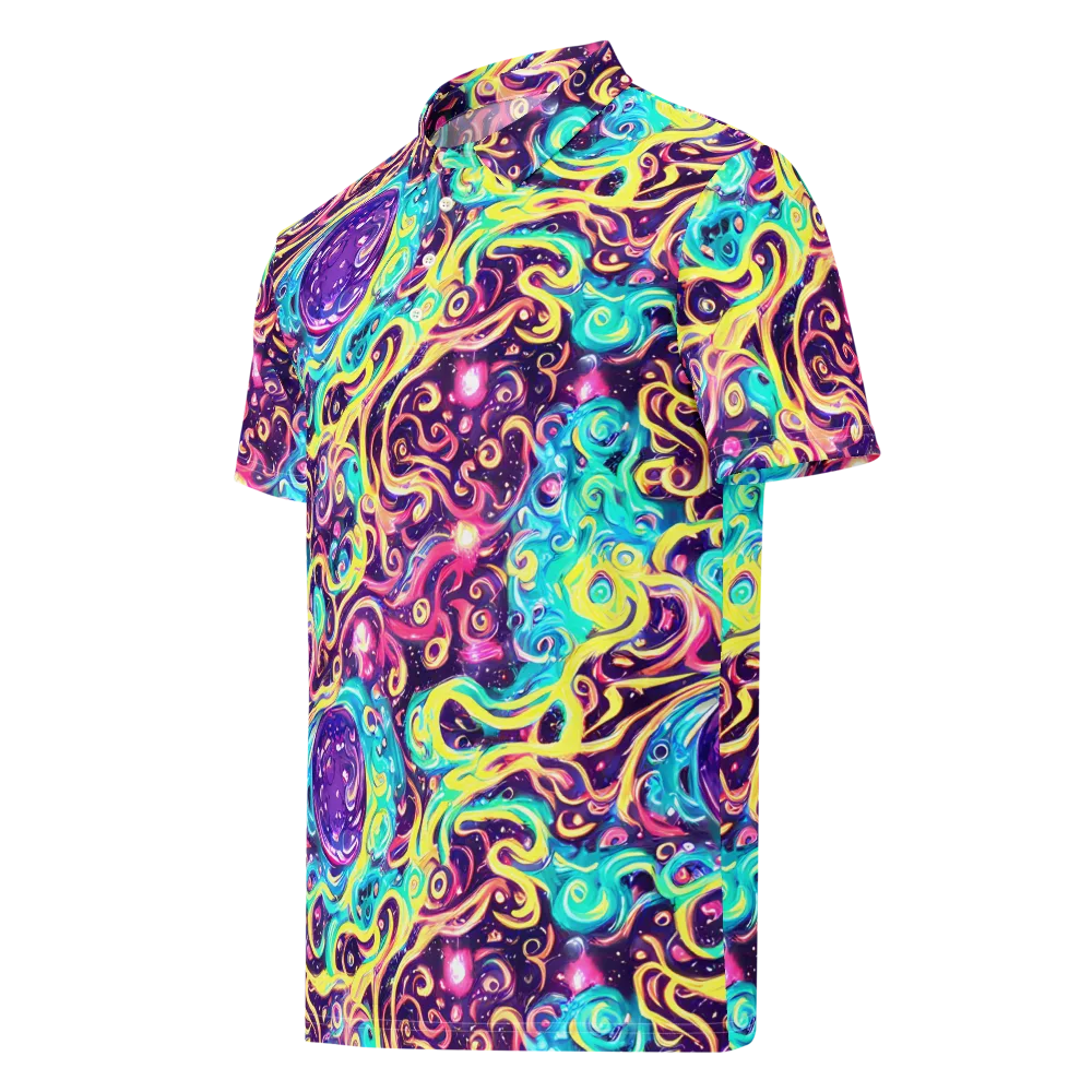 Candy Nebula on Men's Slim Fit Polo Shirt — Left Front