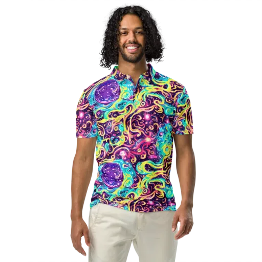 Candy Nebula on a Men's Slim Fit Polo Shirt