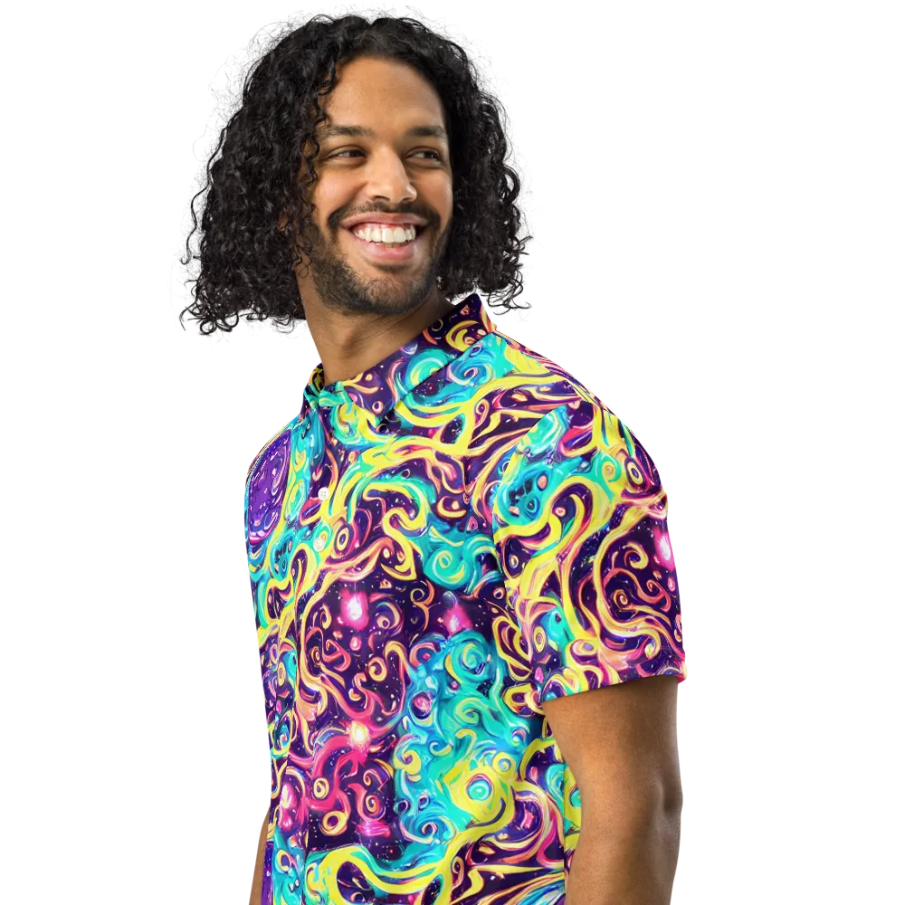 Candy Nebula on Men's Slim Fit Polo Shirt — Left Front