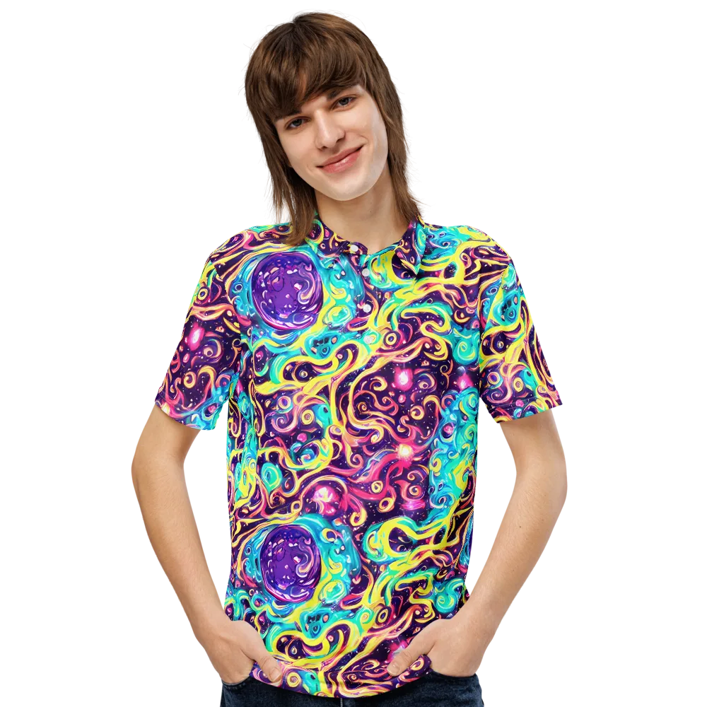 Candy Nebula on Men's Slim Fit Polo Shirt — Front