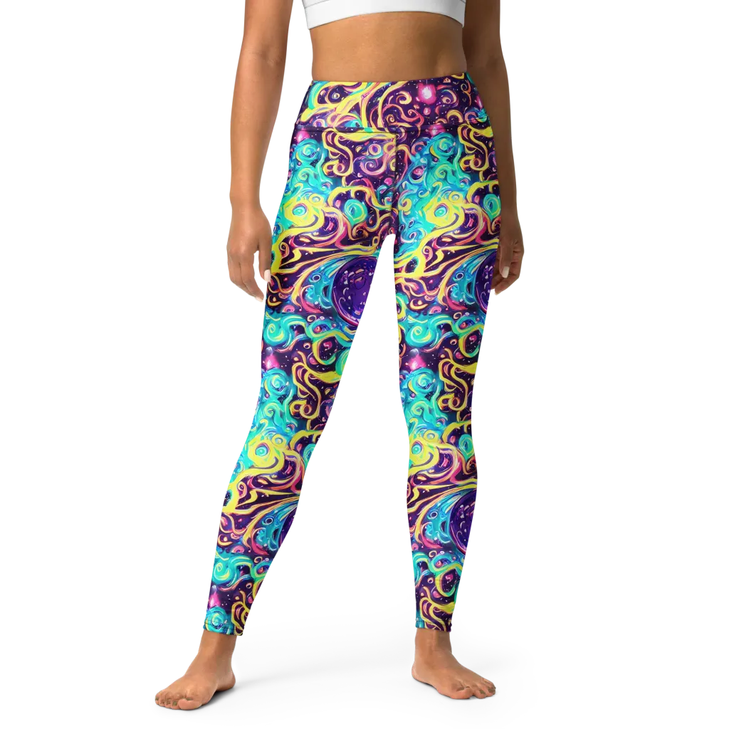 Candy Nebula on Yoga Leggings — Front