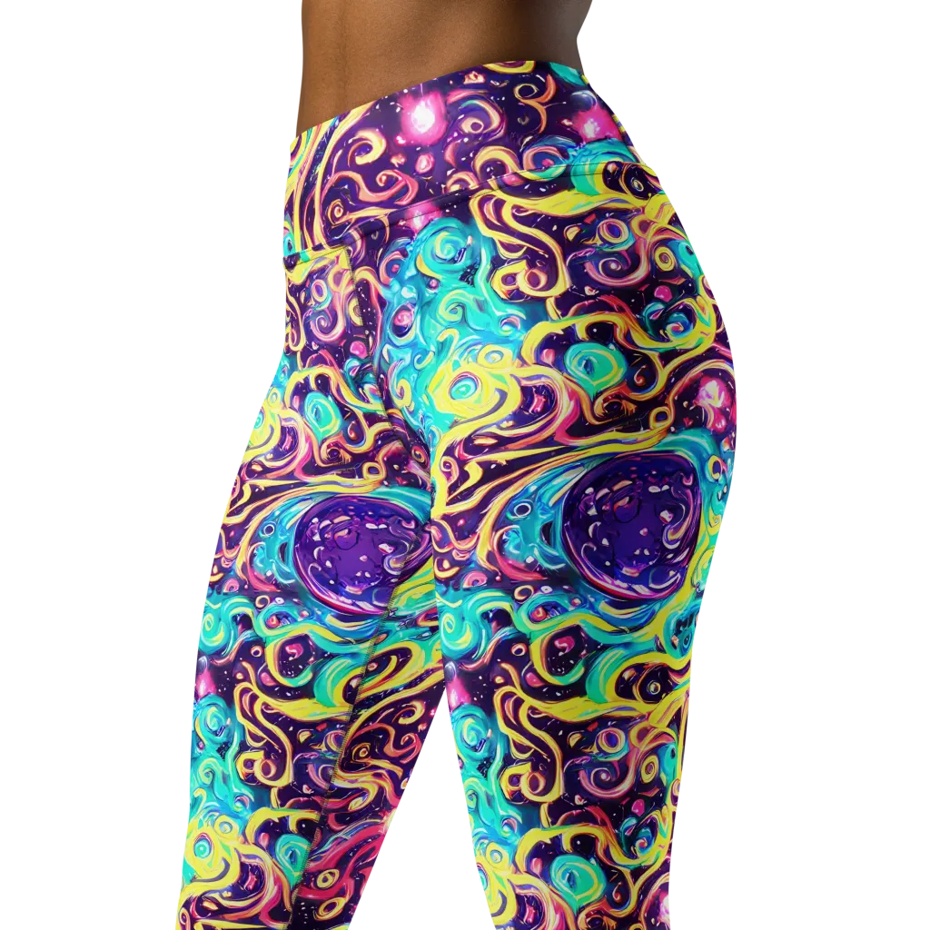 Candy Nebula on Yoga Leggings — Left Front