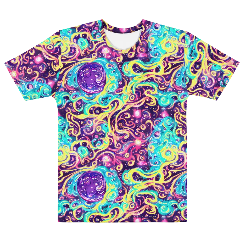 Candy Nebula on Men's Cotton Crew Neck T-Shirt — Front