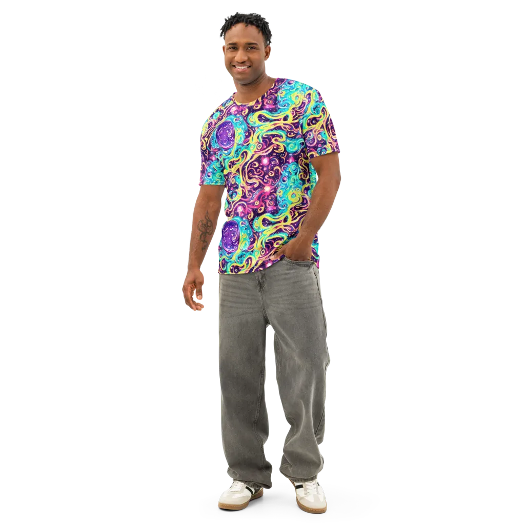 Candy Nebula on Men's Cotton Crew Neck T-Shirt — Front