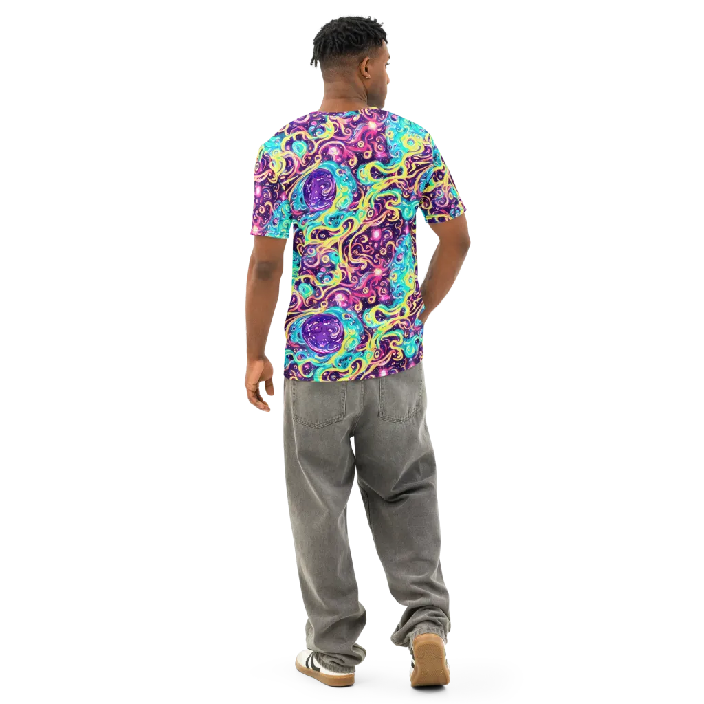 Candy Nebula on Men's Cotton Crew Neck T-Shirt — Back
