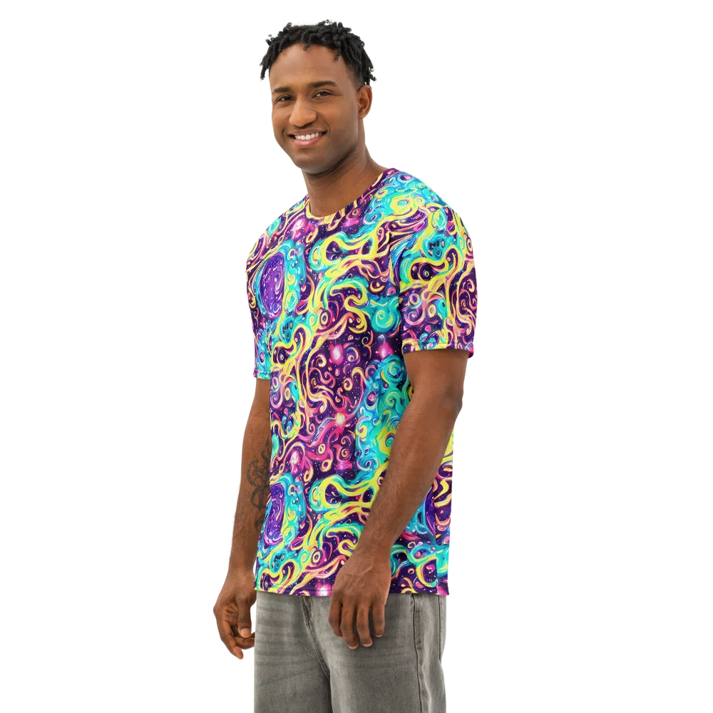 Candy Nebula on Men's Cotton Crew Neck T-Shirt — Left Front