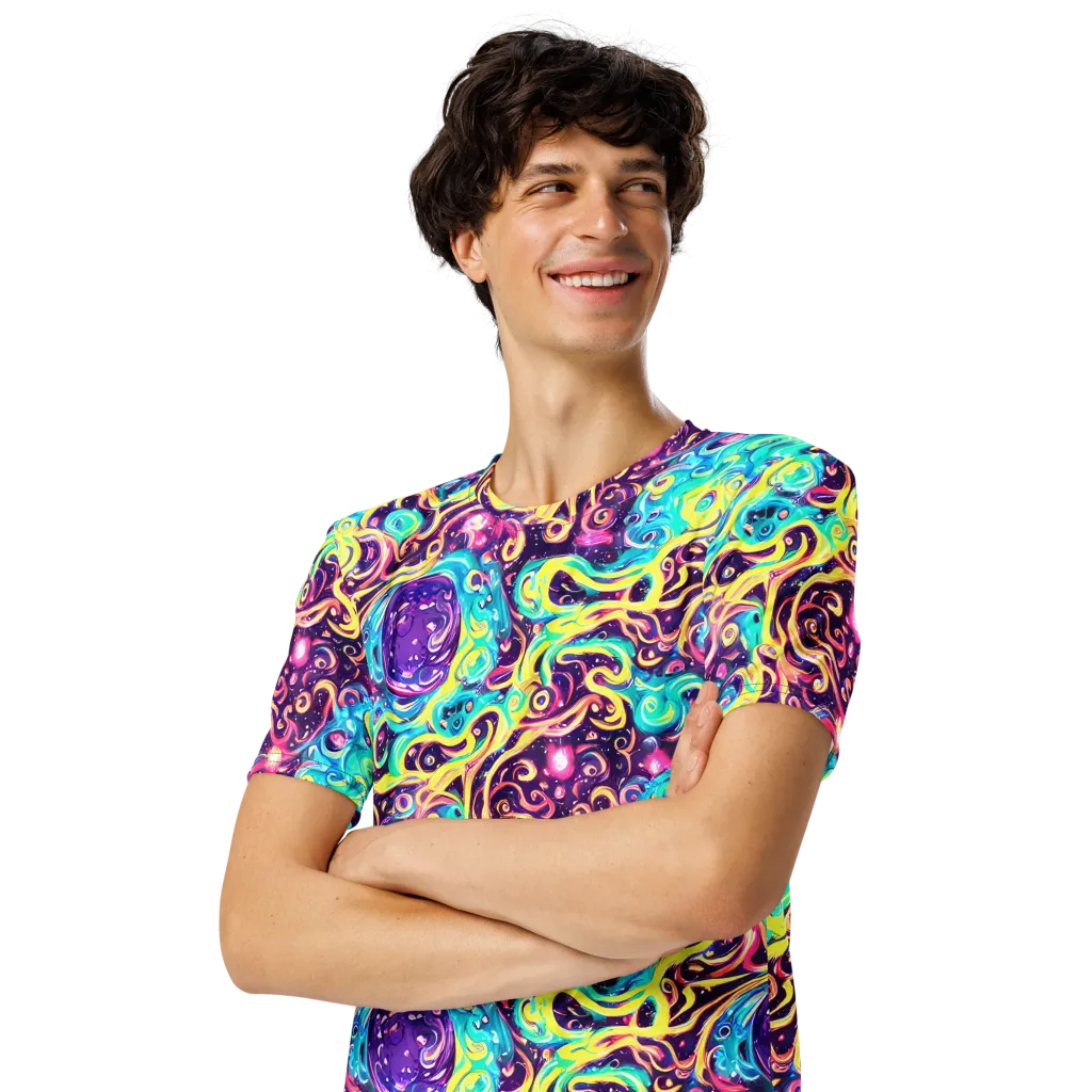Candy Nebula on Men's Crew Neck T-Shirt — Left Front