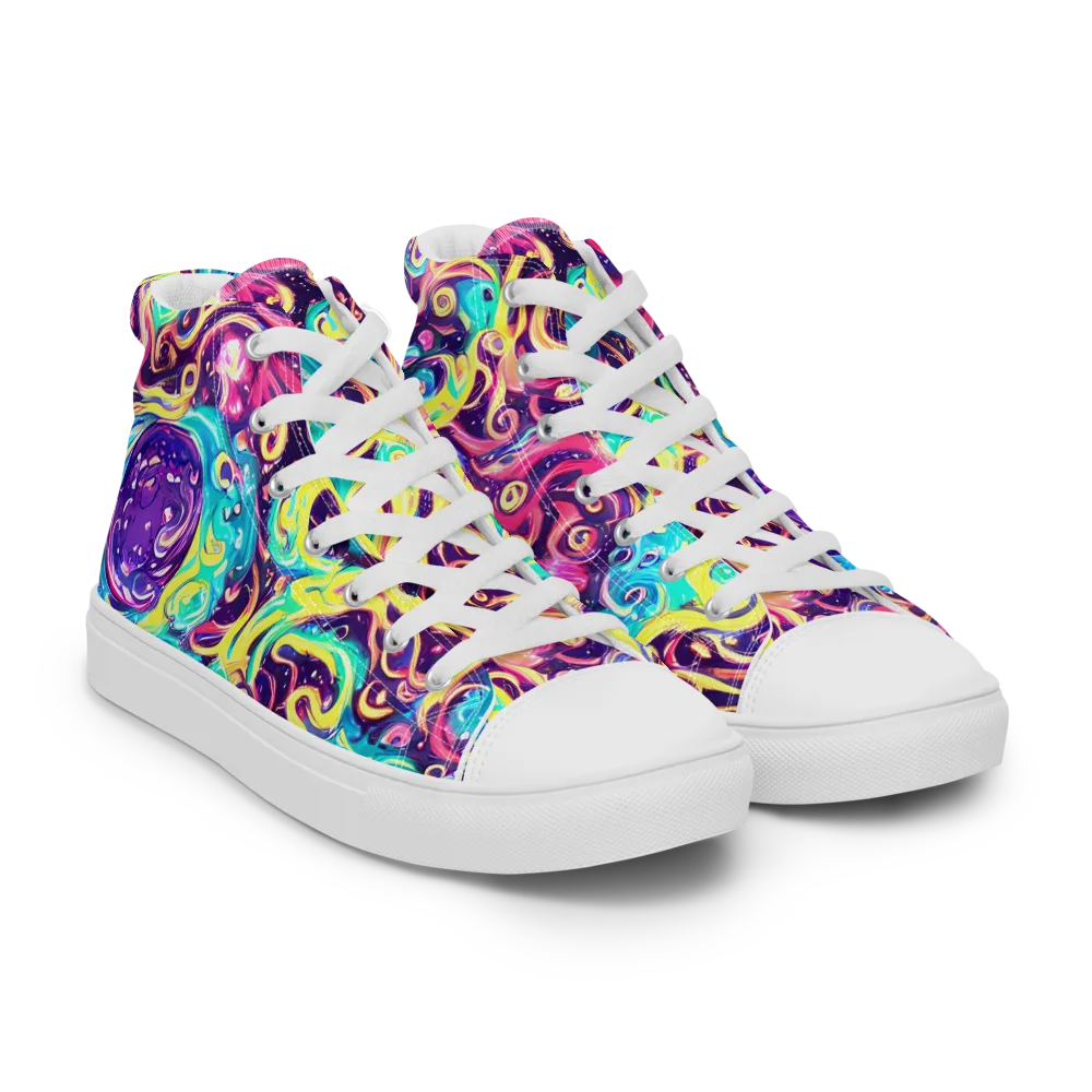 Candy Nebula on Men's High Top Canvas Shoes — Right Front