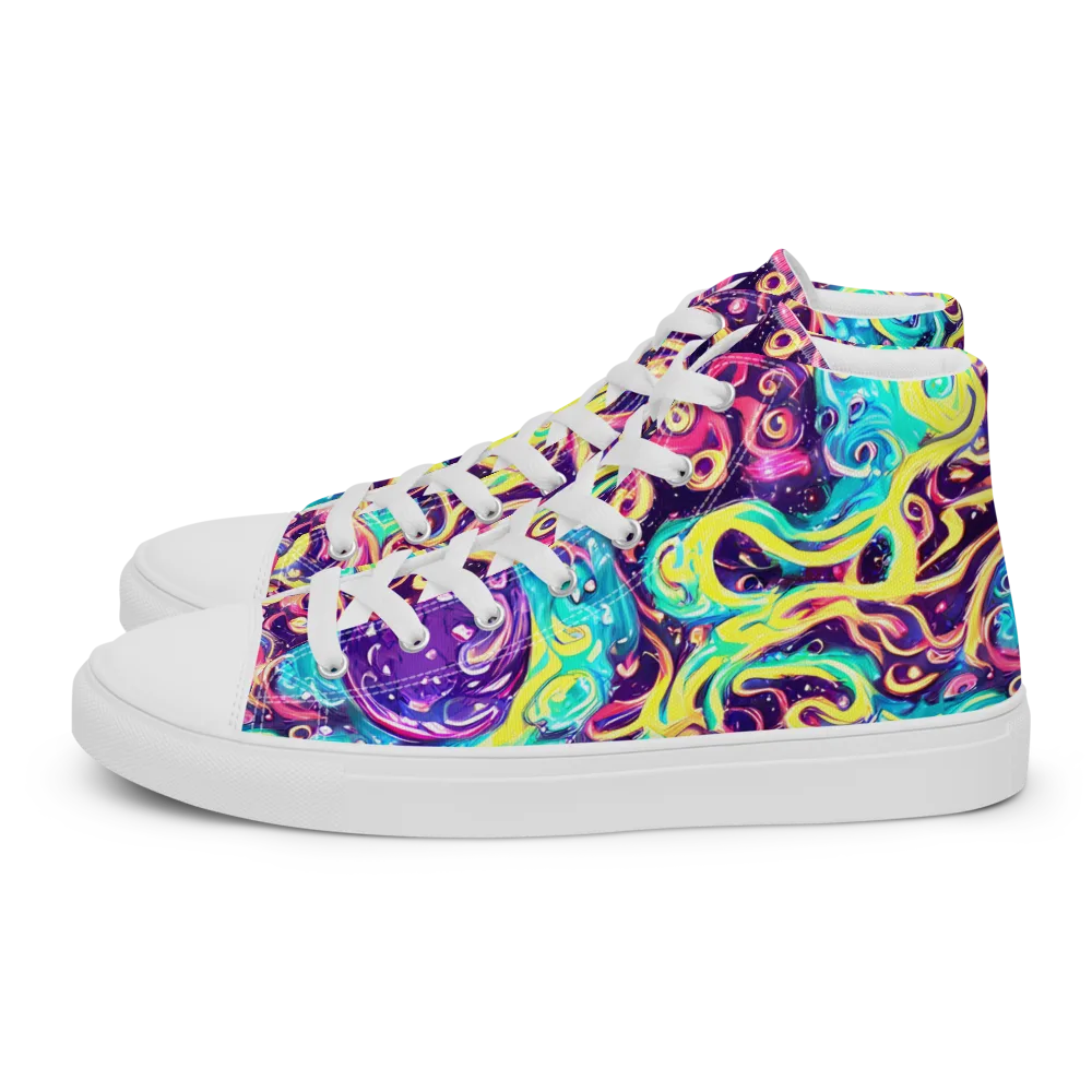 Candy Nebula on Men's High Top Canvas Shoes — Left