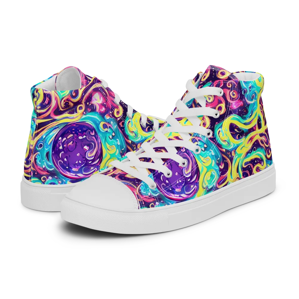 Candy Nebula on Men's High Top Canvas Shoes — Left