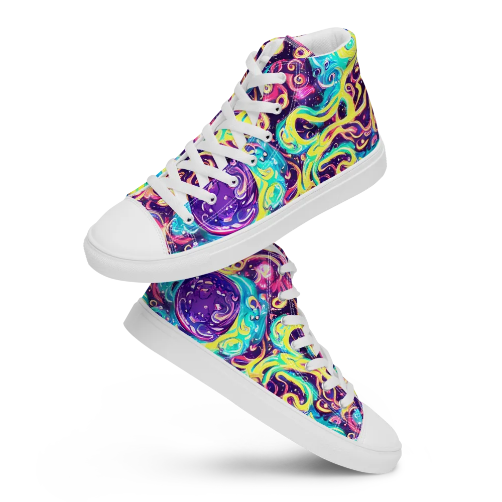 Candy Nebula on Men's High Top Canvas Shoes — Front