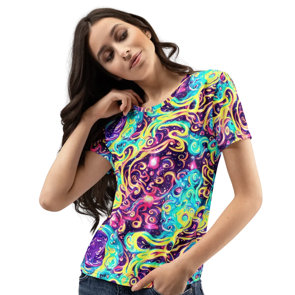 Candy Nebula on Women's Crew Neck T-Shirt — Left Front