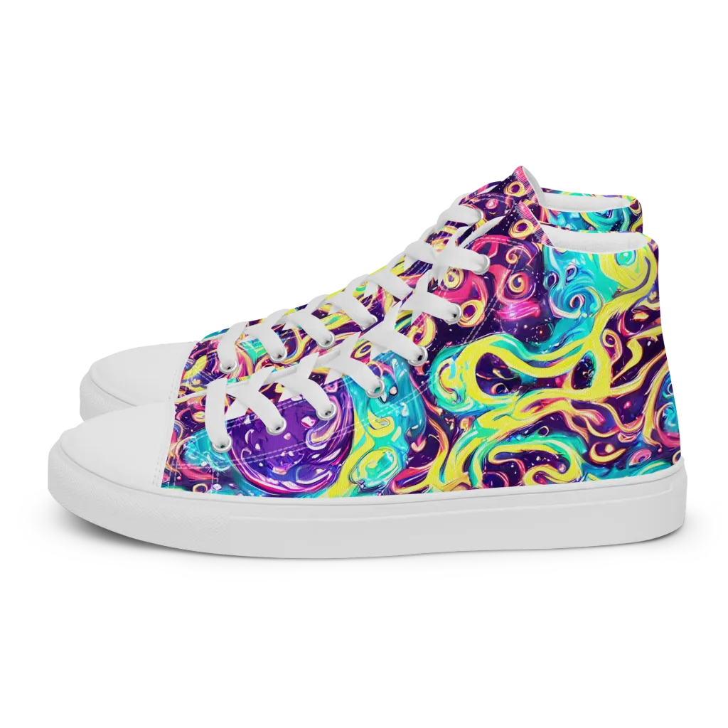 Candy Nebula on Women's High Top Canvas Shoes — Left