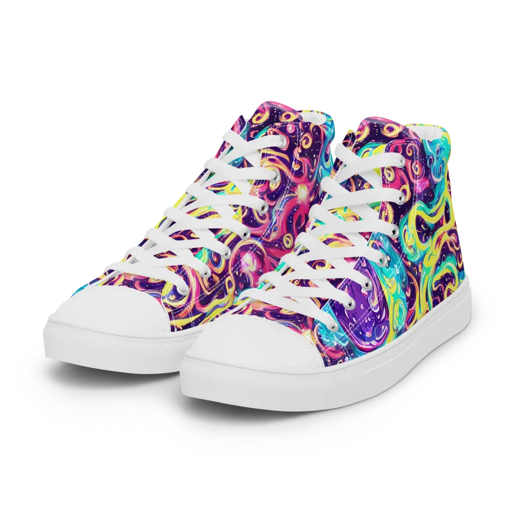Candy Nebula on Women's High Top Canvas Shoes — Left Front