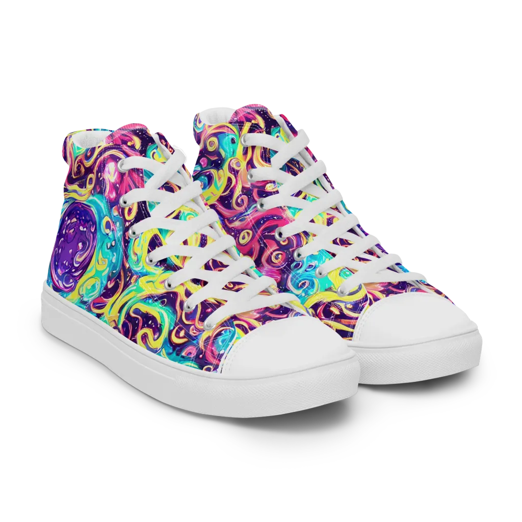 Candy Nebula on Women's High Top Canvas Shoes — Right Front