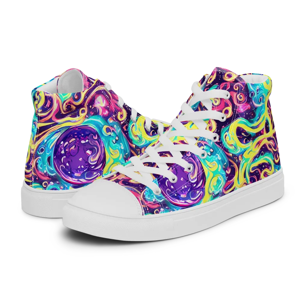 Candy Nebula on Women's High Top Canvas Shoes — Left