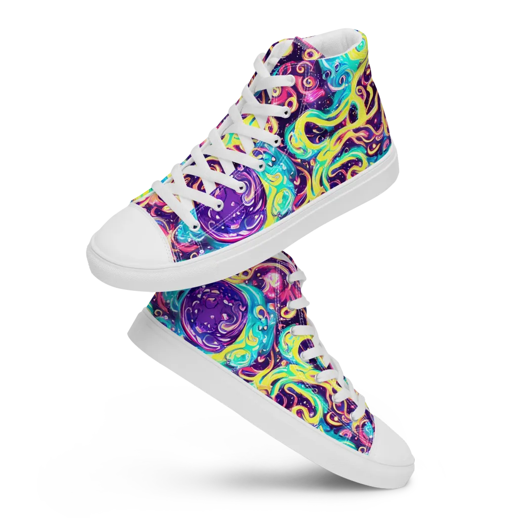 Candy Nebula on Women's High Top Canvas Shoes — Front